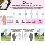 FINGER TEN Women Leather Golf Glove with Ball Marker Extra Grip 1 Pack, Left Right Hand Fit Ladies Girls