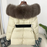 OFTBUY 2024 Winter Jacket Women Real Natural Fox Fur Collar Hooded Thick Warm 90% White Duck Down Coat Female Streetwear Casual