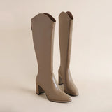 Plus Size 34-43 New Women Boots Zipper Thick High Heels Simple Thick High Heels Autumn Winter Boots Knee High Botas