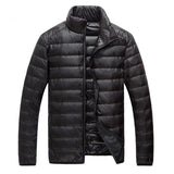 Autumn High-end Brand White Duck Down Light Fashion Solid Color Slim Casual Stand Collar Mens Down Jacket Male Down Coat