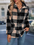 Cross border European and American autumn/winter square plaid lapel women's coat