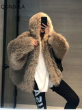 Winter Jackets for Women 2023 Imitation Fox Fur Fur Coat Women Korean Version New Outerwears Faux Fur Coat Hooded Fur Jacket