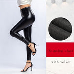 Plus Size Black Leather Pants High Waist Sexy PU Leggings For Women Skinny Tights Stretchy Pencil Pants All-match
