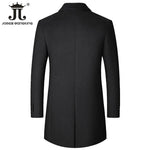 Male Woolen Coat Solid Color Slim Mid-Length Windbreaker Warm Wear-Resistant Men&#39;s Wool Coat Business Formal Wear Casual Jacket