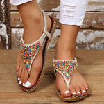 Bohemia Style Clip Toe Sandals Women 2023 Summer Flat Heels Gladiator Sandals Woman Plus Size 43 Rome Beach Shoes Flip-Flops