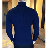 Autumn and Winter New Men's High Neck Sweater Solid Color Pullover Knitted Tight Warm Top Casual Versatile Inner Matching Item