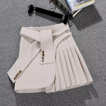 Elegant Asymmetrical Skirt Women Spring Summer High Waist Mini Skirts Sexy Woman Korean Solid Color Black White Pleated skirt