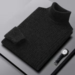 Men's Thickened Turtleneck Long Sleeve Pullover, Slim Fit Turtleneck Business Casual Fashion Sweater Knitwear Chenille