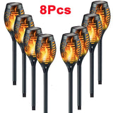 1/2/4/6/8/10Pcs Solar Flame Torch Lights Flickering Light Waterproof Garden Decoration Outdoor Lawn Path Yard Patio Floor Lamps