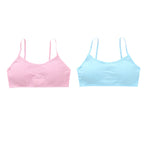 2PC Kids Bra Girls Full Cup Seamless Underwear Training Puberty Bra 8-14Years