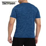 TACVASEN Quick Dry Summer T-shirts W/ Reflective Stripe Men Running Fitness Tops Gym Training Shirt Breathable Casual Sportswear