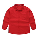 Spring Boys Shirts Casual Solid Child Shirts Big Kids School Blouse Red Tops Clothes 5-14Yrs Children Costumes Kids Boy Wear