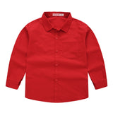 Spring Boys Shirts Casual Solid Child Shirts Big Kids School Blouse Red Tops Clothes 5-14Yrs Children Costumes Kids Boy Wear
