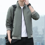 BROWON Spring and Autumn Fashion Jackets for Men Long Sleeve Regular Coats Men Jacket Solid Daily Casual Bomber Jacket