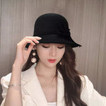 2022 Autumn Winter Fedoras Women Hat Elegant Vintage Bowknot Wool Ladies Hat Dome Felt Wedding Church Jazz Cap Female Bow Bowler