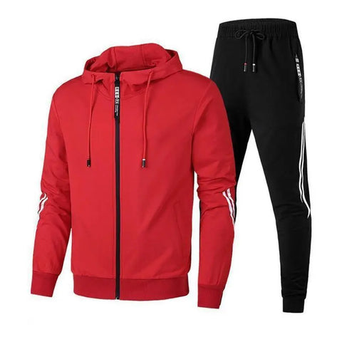 Men's Winter Tracksuit Set, Solid Color Hoodies and Drawstring Sweatpants, Loose Fit Leisure Sportswear Suit
