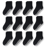 12 Pairs/Lot Non Slip Toddler Socks  with Grip for Boys Girls Baby Infants Kids Anti Skid Cotton Crew Socks 1-7Years