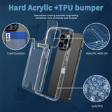 Luxury Transparent Card Slot Holder Wallet Case For iPhone 13 Pro XR Shockproof Clear Acrylic Cover For iPhone 14 12 11 Pro Max