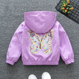 Girls' Jacket 2023 Autumn/Winter New Children's Hooded Coat Sequin Butterfly Zipper Jacket Children's Fashion Jacket