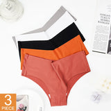 3Pcs/set Seamless Panties for Women Ice Silk Low Waist Stretchy Underwear Comfortable Sexy Female Solid Lingerie Intimates