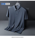 Ice Silk Traceless T-shirt Men's Light Business Solid Color Half Sleeve Top Silk Smooth Breathable Traceless POLO Shirt