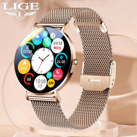 LIGE 2024 Ultra Thin Men Smart Watch For Women Full Touch Screen IP67 Waterproof Lady Watches Sports Fitness Tracker Smartwatch