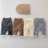 MILANCEL Baby Leggings Toddler High Waist Fleece Thermal Trousers Infant Solid Color Pants