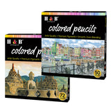 H&B Oil Colored Pencils Set 50 Color Pre-Sharpened Color Sketch Pencils Art Supplies for Students Adults Artists Drawing Sketchi