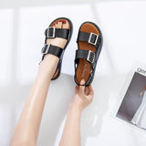 AIYUQI Women Sandals Natural Skin Summer New Genuine Leather Beach Sandals Girls Thick Sole Fashion Open Toe Roman Women&#39;s Shoes