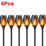 1/2/4/6/8/10Pcs Solar Flame Torch Lights Flickering Light Waterproof Garden Decoration Outdoor Lawn Path Yard Patio Floor Lamps