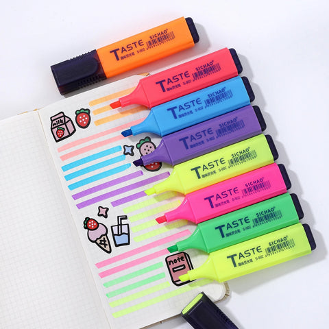 4/6/8 Pcs/set Pastel Flat Single Head Light Color Oblique Drawing Highlighters Fluorescent Pen Markers for School Supplies