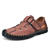 2023 New Summer Sandals Men Breathable Leather Shoes Man Retro Outdoor Men Sandals Antiskid Beach Sandals Hollow Shoes Footwear