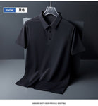 Ice Silk Traceless T-shirt Men's Light Business Solid Color Half Sleeve Top Silk Smooth Breathable Traceless POLO Shirt