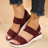 Women&#39;s Knit Elastic Cloth Wedge Sandals Slip On Lightweight Walking Sandals Women Plus Size Comfortable Summer Shoes Woman 2023