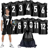 Sports Pinnies-Numbered Practice Vest Pennies for Soccer Basketball Jersey Bibs -Set of 12/Youth Adults Team