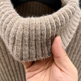 Men's Thickened Turtleneck Long Sleeve Pullover, Slim Fit Turtleneck Business Casual Fashion Sweater Knitwear Chenille