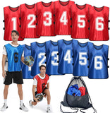 Sports Pinnies-Numbered Practice Vest Pennies for Soccer Basketball Jersey Bibs -Set of 12/Youth Adults Team