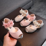 Girls Rhinestone Flower Shoes Low Heel Flower Wedding Party Dress Pump Shoes Princess Shoes For Kids Toddler