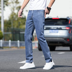 Men's Thin Light Gray Jeans 2024 spring and summer new styles Men's business casual loose straight jeans