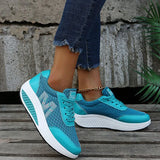 Running Shoes for Women 2022 Fashion Mesh Breathable Sneakers Lace Up Wedge Platform Shoes Ladies Outdoor Casual Sport Shoes