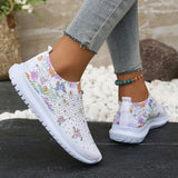 Women's Soft Printed Flats 2024 Breathable Knitting Platform Sneakers Women Chinese Style Flowers Casual Shoes Plus Size 43