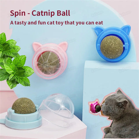 Catnip Wall Ball Cat Toys Pet Toys For Cats Clean Mouth Promote Digestion Kittens Mint Licking Snacks Mint Ball Cat Accessories