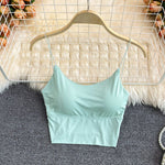 Ladies Camisole Slim Fit Sexy Stretch Push Up Bra with Chest Pads Knitted Crop Top Short Tube Top V-Neck Tops Bralette Hot Sale