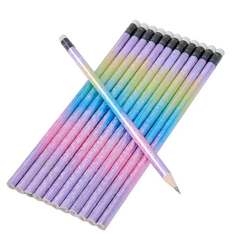 12PCS Student Fantasy Starry Sky Wooden HB Pencils Kids Sketch Drawing Material Tool School Stationery Supplies