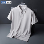 Ice Silk Traceless T-shirt Men's Light Business Solid Color Half Sleeve Top Silk Smooth Breathable Traceless POLO Shirt