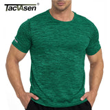 TACVASEN Quick Dry Summer T-shirts W/ Reflective Stripe Men Running Fitness Tops Gym Training Shirt Breathable Casual Sportswear