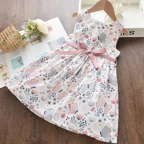 Melario Bow Girl Princess Dress New Summer Kid Girls Dress Floral Sweet Children Party Suits Butterfly Costume Children Clothing
