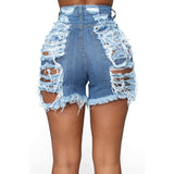 Summer Street Destroyed Holes Ripped Tassel Denim Shorts High Waist Sexy Club Party Torn Hollow Out Hotpants Hipster Short Jean