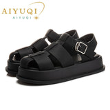 AIYUQI Women&#39;s Sandals Closed toe 2023 Summer New Women Roman Sandals Leisure Thick Soled Fashion Woven Women&#39;s Shoes Sandals