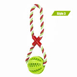 Dog Toys Treat Balls Interactive Hemp Rope Rubber Leaking Balls for Small Dogs Chewing Bite Resistant Toys Pet Tooth Cleaning